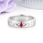 Whimsical Vintage Filigree Scroll Kite Cut Ruby Wedding Ring - Additional view