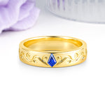 Whimsical Vintage Filigree Scroll Kite Cut Sapphire Wedding Ring - Additional view