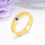 Whimsical Vintage Filigree Scroll Kite Cut Sapphire Wedding Ring - Additional view