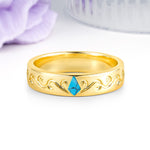Whimsical Vintage Filigree Scroll Kite Cut Turquoise Wedding Ring - Additional view