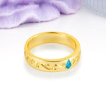 Whimsical Vintage Filigree Scroll Kite Cut Turquoise Wedding Ring - Additional view