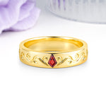 Whimsical Vintage Filigree Scroll Kite Cut Garnet Wedding Ring - Additional view