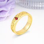 Whimsical Vintage Filigree Scroll Kite Cut Garnet Wedding Ring - Additional view
