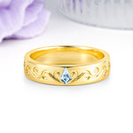 Whimsical Vintage Filigree Scroll Kite Cut Aquamarine Wedding Ring - Additional view