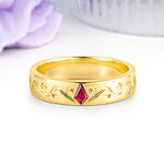 Whimsical Vintage Filigree Scroll Kite Cut Ruby Wedding Ring - Additional view
