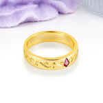 Whimsical Vintage Filigree Scroll Kite Cut Ruby Wedding Ring - Additional view