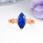 Marquise Cut Solitaire Open Floral Vine Filigree Side Accent Sapphire Engagement Ring - Additional view