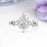 Marquise Cut Solitaire Open Floral Vine Filigree Side Accent Moissanite Engagement Ring - Additional view