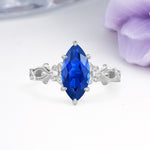 Marquise Cut Solitaire Open Floral Vine Filigree Side Accent Sapphire Engagement Ring - Additional view
