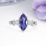 Marquise Cut Solitaire Open Floral Vine Filigree Side Accent Tanzanite Engagement Ring - Additional view