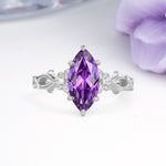 Marquise Cut Solitaire Open Floral Vine Filigree Side Accent Amethyst Engagement Ring - Additional view