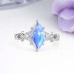 Marquise Cut Solitaire Open Floral Vine Filigree Side Accent Moonstone Engagement Ring - Additional view