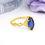 Marquise Cut Solitaire Open Floral Vine Filigree Side Accent Sapphire Engagement Ring - Additional view