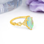 Marquise Cut Solitaire Open Floral Vine Filigree Side Accent Fire Opal Engagement Ring - Additional view