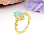 Marquise Cut Solitaire Open Floral Vine Filigree Side Accent Fire Opal Engagement Ring - Additional view