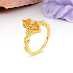 Marquise Cut Solitaire Open Floral Vine Filigree Side Accent Citrine Engagement Ring - Additional view
