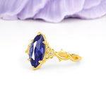 Marquise Cut Solitaire Open Floral Vine Filigree Side Accent Tanzanite Engagement Ring - Additional view