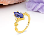 Marquise Cut Solitaire Open Floral Vine Filigree Side Accent Tanzanite Engagement Ring - Additional view