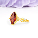 Marquise Cut Solitaire Open Floral Vine Filigree Side Accent Garnet Engagement Ring - Additional view