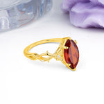 Marquise Cut Solitaire Open Floral Vine Filigree Side Accent Garnet Engagement Ring - Additional view