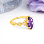 Marquise Cut Solitaire Open Floral Vine Filigree Side Accent Amethyst Engagement Ring - Additional view