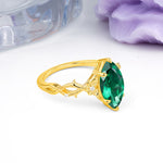 Marquise Cut Solitaire Open Floral Vine Filigree Side Accent Emerald Engagement Ring - Additional view