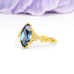 Marquise Cut Solitaire Open Floral Vine Filigree Side Accent Alexandrite Engagement Ring - Additional view