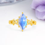 Marquise Cut Solitaire Open Floral Vine Filigree Side Accent Moonstone Engagement Ring - Additional view