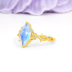 Marquise Cut Solitaire Open Floral Vine Filigree Side Accent Moonstone Engagement Ring - Additional view