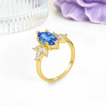 Large Marquise Center Solitaire Symmetric Three Marquise Cut Side PetalSapphire Engagement Ring - Additional view