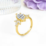Large Marquise Center Solitaire Symmetric Three Marquise Cut Side PetalLab Diamond Engagement Ring - Additional view
