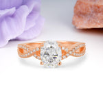 Classic Proposal Gift Oval Cut Infinity Twist Pave Band Moissanite Engagement Ring - Additional view