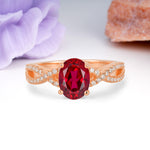 Classic Proposal Gift Oval Cut Infinity Twist Pave Band Ruby Engagement Ring - Additional view