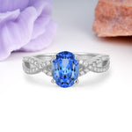 Classic Proposal Gift Oval Cut Infinity Twist Pave Band Sapphire Engagement Ring - Additional view