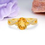 Classic Proposal Gift Oval Cut Infinity Twist Pave Band Citrine Engagement Ring - Additional view