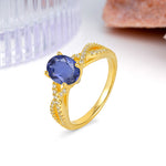 Classic Proposal Gift Oval Cut Infinity Twist Pave Band Tanzanite Engagement Ring - Additional view