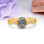 Classic Proposal Gift Oval Cut Infinity Twist Pave Band Black Rutilated Quartz Engagement Ring - Additional view