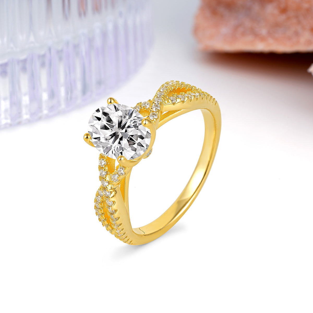 Classic Proposal Gift Oval Cut Infinity Twist Pave Band Lab Diamond Engagement Ring - Additional view