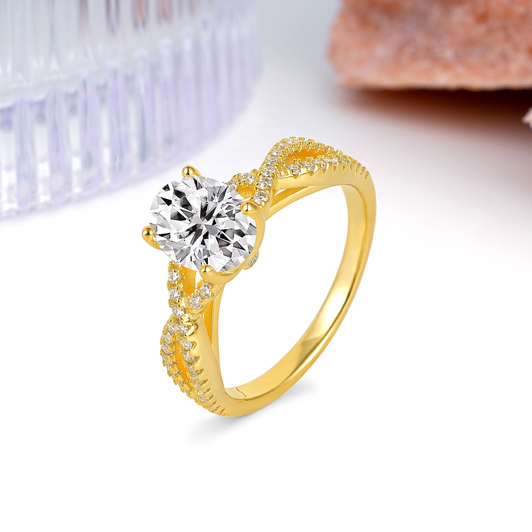 Classic Proposal Gift Oval Cut Infinity Twist Pave Band Lab Diamond Engagement Ring - Additional view