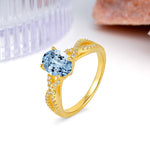 Classic Proposal Gift Oval Cut Infinity Twist Pave Band Aquamarine Engagement Ring - Additional view