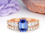 Grand Prong?Held Emerald Cut Sapphire Bridal Ring Set - Additional view
