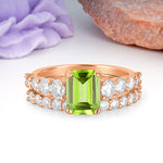 Grand Prong?Held Emerald Cut Peridot Bridal Ring Set - Additional view