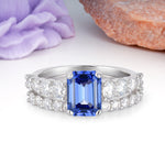 Grand Prong?Held Emerald Cut Sapphire Bridal Ring Set - Additional view