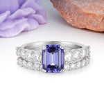 Grand Prong?Held Emerald Cut Tanzanite Bridal Ring Set - Additional view