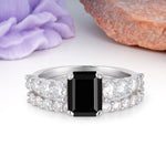 Grand Prong?Held Emerald Cut Black Onyx Bridal Ring Set - Additional view