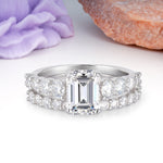 Grand Prong?Held Emerald Cut Lab Diamond Bridal Ring Set - Additional view
