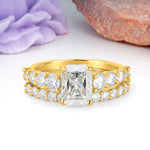Grand Prong?Held Emerald Cut Moissanite Bridal Ring Set - Additional view