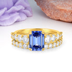 Grand Prong?Held Emerald Cut Sapphire Bridal Ring Set - Additional view