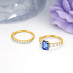 Grand Prong?Held Emerald Cut Sapphire Bridal Ring Set - Additional view