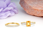 Grand Prong?Held Emerald Cut Citrine Bridal Ring Set - Additional view